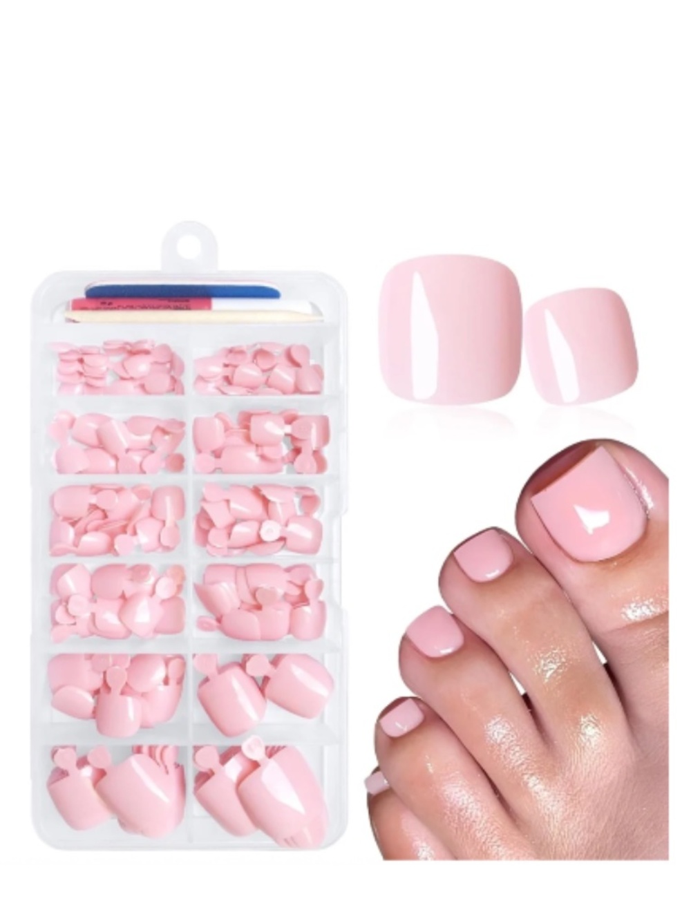 Light Pink 240 Press-On Toenails Set